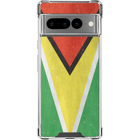 Guyana Flag Distressed Google Pixel 7 Pro Clear Case